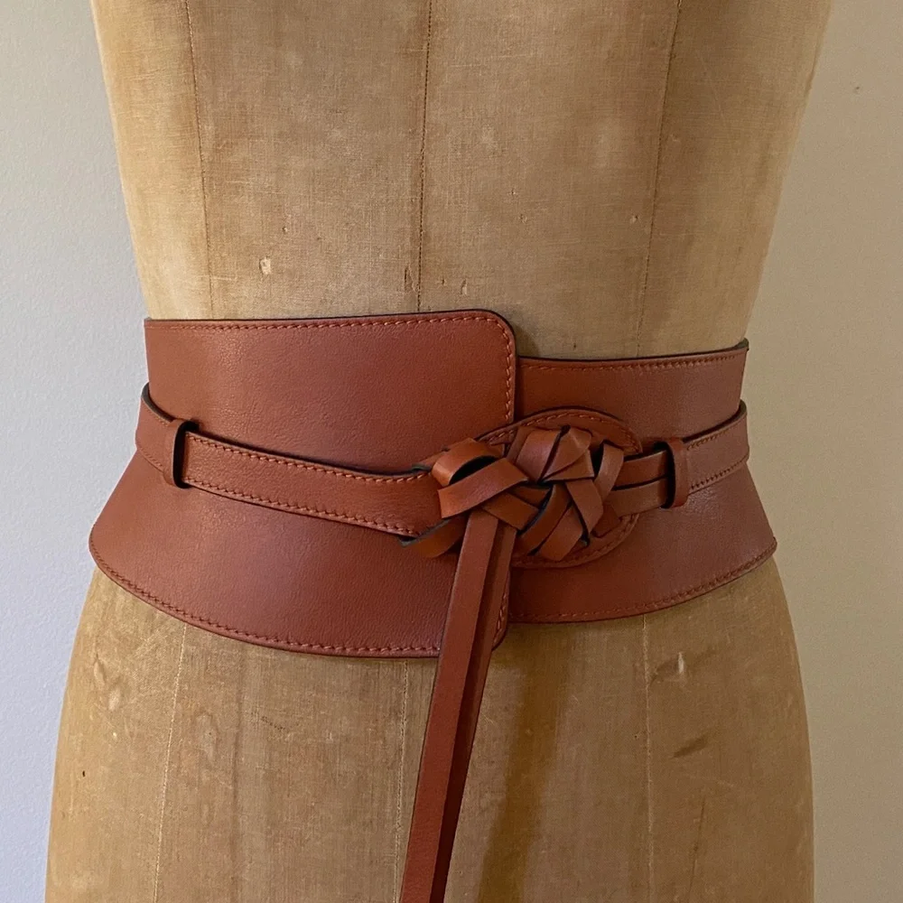Ulla Johnson Paola Sierra Brown Leather Two In One Belt Size S-M or M-L